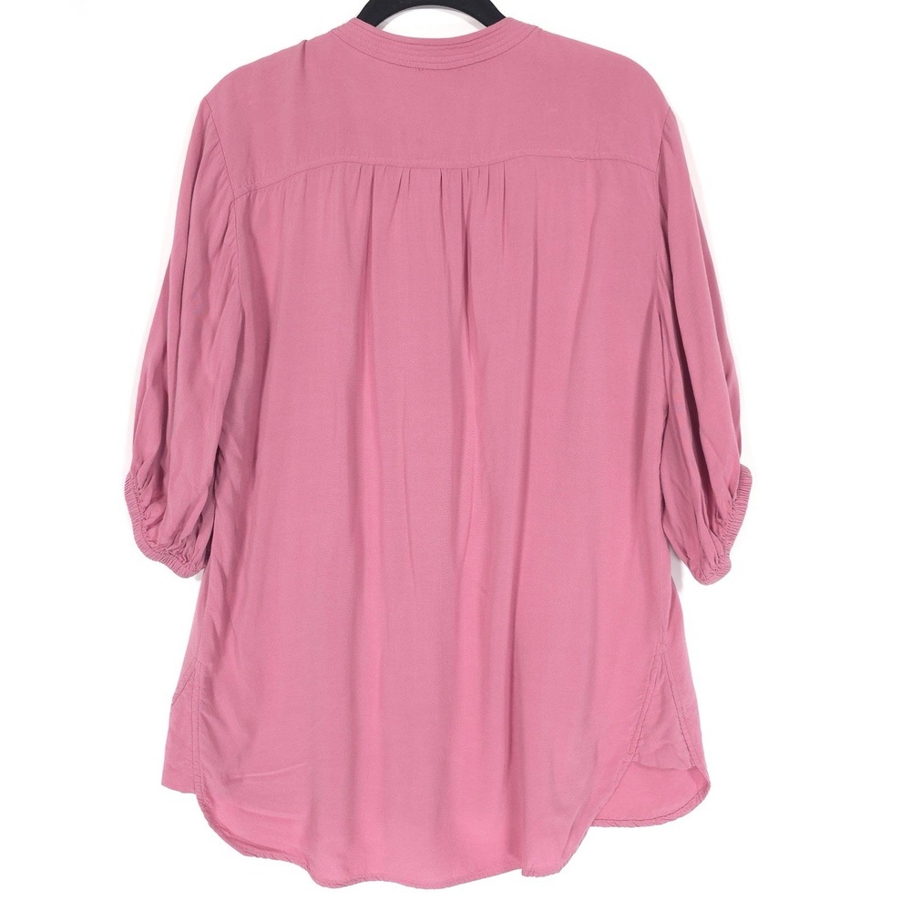 Sundance Women's Dusty Pink Lagenlook V Neck Tunic Hippy Blouse Top MEDIUM Pleat - Picture 7 of 8